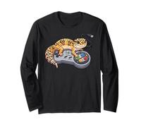 Leopard Gecko Playing Video Game Lizard & Reptiles Gamers Maglia a Manica