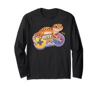 Leopard Gecko Playing Video Game Lizard & Reptiles Gamers Maglia a Manica