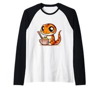 Leopard Gecko Reptile Lizard Japanese Kawaii Ramen Love Maglia con Maniche Raglan