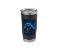 Leopard Giapponese Blu Kaiju Monster Art Donna Leopard Bicchiere termico in acciaio inox doppia parete
