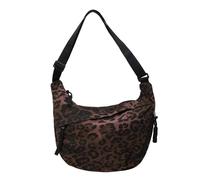 Leopard Half Moon Borsa a tracolla da donna in nylon Crossbody Bag da donna grande motivo leopardato borsa Halfmoon borse Leo Moon Bag tracolla regolabile per donna viaggio lavoro U, caffè, Taglia