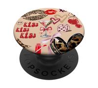 Leopard Heart & Kiss Carino Olive Martini Cocktail & Bow PopSockets PopGrip Adesivo