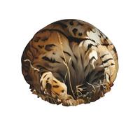 Leopard in cerca di prede Cuffia da doccia stampata, riutilizzabile, appositamente progettata per i capelli lunghi delle donne, struttura a doppio strato, adatta per il bagno.
