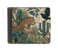 Leopard in the Jungle - Portafoglio bifold in morbida pelle PU, portamonete, porta carte di credito, sottile, per uomini e donne