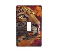 Leopard in the Water Flowers Light Switch Cover Decorative Single Toggle 1 Gang Piastra da parete per cucina, fattoria, camera da letto, bagno, decorazione artistica