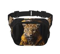 Leopard in una giacca di pelle stampato multifunzionale marsupio unisex trendy messenger bag viaggio sport borsa portaoggetti