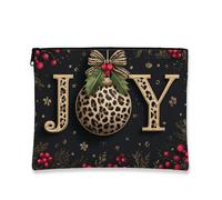 Leopard Joy - Trousse da viaggio per cosmetici, da donna, in tela, portatile, con cerniera, per la cura della pelle natalizia, nero, 7x9 Inch, Gioia