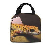 Leopard Little Gecko - Borsa per il pranzo da donna, riutilizzabile, isolata, portatile, per uomo, grande capacità, per lavoro, picnic, viaggi