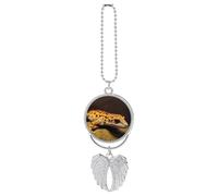 Leopard Little Gecko Car Hanging Ornament Rear View Mirror Pendant Lucky Presents Hanging Ornament Funny Car Pendant for Office Auto Home Decoration Silver Style
