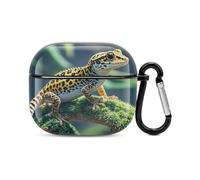 Leopard Little Gecko - Custodia per auricolari Bluetooth, protezione completa, antiurto, custodia rigida con supporto per ricarica wireless con portachiavi, regalo personalizzato per AirPods 3