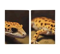 Leopard Little Gecko - Custodia per passaporto da viaggio, con scomparti per carte di credito e carta d'imbarco, organizer per documenti d'identità di famiglia (20 x 13 cm)