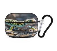 Leopard Little Gecko - Custodia protettiva antiurto per Airpods Pro di seconda generazione, con moschettone, anti-caduta, colore nero