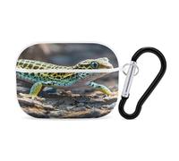 Leopard Little Gecko - Custodia protettiva antiurto per Airpods Pro di seconda generazione, con moschettone, anti-caduta, colore bianco