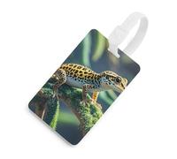 Leopard Little Gecko etichette per bagagli con nome ID etichetta per la privacy facile identificazione, sicura ed elegante per uomini e donne valigie borse zaini, stile bianco, taglia unica, etichetta