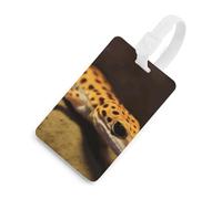 Leopard Little Gecko - Etichette per bagagli per valigie con scudo per la privacy, borsa da viaggio, targhetta identificativa, per uomini e donne, zaino, stile bianco