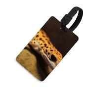 Leopard Little Gecko - Etichette per bagagli per valigie con scudo per la privacy, borsa da viaggio, targhetta identificativa per uomini e donne, zaino per borsa, stile nero, taglia unica, etichetta
