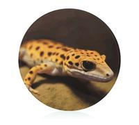 Leopard Little Gecko Tagliere rotondo, in vetro temperato, unico tagliere da cucina per pizza, verdura, frutta, formaggio e salumi