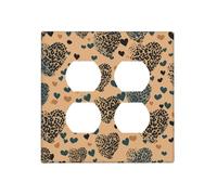 Leopard Love - Placche decorative da parete per interruttore della luce, 2 prese elettriche, copertura in termoplastica per dispositivo decoratore, viti incluse