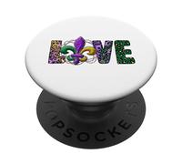 Leopard Mardi Gras Motif For Women Who Love Beads And Bling PopSockets PopGrip Adesivo