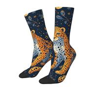 Leopard Moon Cheetah Trees Calzini Uomo Stampe Calzini Comodo Calze Per Hike Esterno Compleanno 40Cm