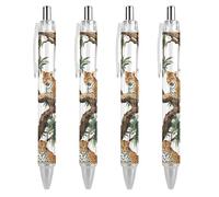 Leopard on Trees - Penna a sfera retrattile, inchiostro blu, punta fine da 0,5 mm, per ufficio, 4 pezzi, come foto 3