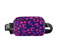 Leopard Pattern Blu Rosa Carino Crossbody Bag Anti Theft Marsupio per piccoli uomini d'affari Resistente all'acqua con Cinghia Regolabile per Viaggi Vacanza Corsa bolsa de cintura para