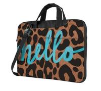 Leopard Pattern Parola Ciao Laptop Bag Laptop Case 15.6 Pollice Borse Del Computer Imbottito Della Copertura Del Manicotto Per Le Donne
