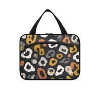 Leopard Pattern Wild Animal Grigio Giallo Borse da appendere per le donne che viaggiano con gancio, borsa cosmetica impermeabile compatta di design per le donne viaggio cartera para maquillaje L