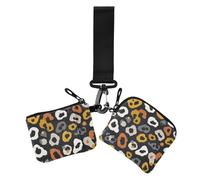 Leopard Pattern Wild Animal Grigio Giallo Portafogli da donna Custodie per carte Mini Moda Cerniera Portafoglio con Tasca con Cerniera per Lady 2 Pz