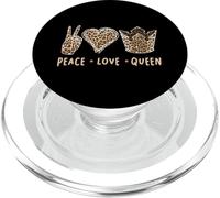 Leopard Peace Love Queen Con Leopard Pattern Corona Donne PopSockets PopGrip per MagSafe