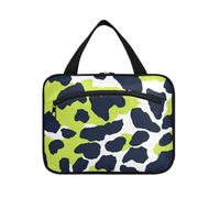Leopard Print Lime Verde e Blu Navy Hanging Makeup Bag per Viaggio con gancio, Designer Espandibile Rasatura Kit Borsa per gli Uomini per le Donne Must Haves Travel bolso para maquillaje L