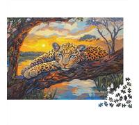 Leopard Puzzle 1000 Pezzi Per Adulti, 1000 Pezzi Sunset Oasis Sfida Capricciosa Giochi Educativi Giochi Per La Decorazione Della Casa 38x26cm/1000pcs