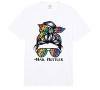 Leopard Rainbow Nail Hustler Nail Tech Techniques Nail Boss Comfort Colors Adult Heavyweight T-Shirt