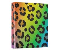 Leopard Rainbows Dark - Raccoglitore a 3 anelli da 3,8 cm, contiene 200 documenti, per casa, scuola, ufficio