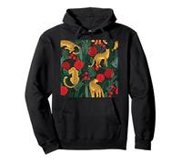 Leopard Red Rose Flower Floral Pattern Animal Lover Gifts Felpa con Cappuccio