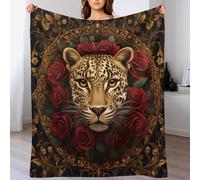 Leopard Red Rose Gold Botanical Pattern Coperta Plaid Spessa Copertas Pelosa Morbida Blanket Per Autunnale Camera Da Letto Matrimoniale L