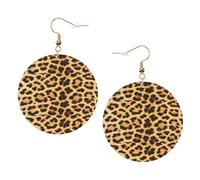 Leopard Skin Pattern Stampa Piercing Rotondo Orecchini In Pelle Set 1 Paio di Eleganti Orecchini In Pelle Pendenti Cerchio Per Le Donne Gioielli Regali, One Size, Poliestere