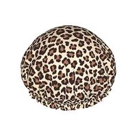 Leopard Spot Fur Texture Cuffia da a impermeabile riutilizzabile da bagno elastica per donna, cappucci per ragazze Spa Uso domestico, hotel e parrucchiere