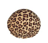 Leopard Spot Fur Texture Cuffia da a impermeabile riutilizzabile da bagno elastica per donna, cappucci per ragazze Spa Uso domestico, hotel e parrucchiere