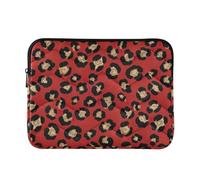 Leopard Spot Red Zip Notebook Sleeve | Custodia imbottita per laptop con fodera antigraffio e guida alle misure del dispositivo, taglia M