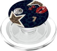 Leopard Stars Cherry Kiss Disco Ball Y2K nero stampa ghepardo PopSockets PopGrip per MagSafe