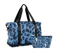 Leopard Trendy Blu Navy Sport Gym Bag Palestra Sport Carry con Borsa da toilette per viaggi d'affari grande capacità, leopardo trendy blu navy, taglia unica, Leopard trendy blu navy, 1 size