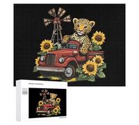 Leopard Truck Girasole Mulino a Vento Puzzle per Adulti Famiglia Attività Giochi Home Decor Puzzle 500 PCS