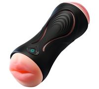 Leopard - vibratore con bocca e vagina artificiale per pene (color carne)