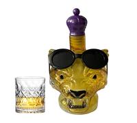 Leopard Whiskey Decanter, Glass Animal Art Liquor Dispenser, 750ML Decorative Bottle Statue, Elegant Bar Display Piece, Ideal for Bourbon, Vodka, Tequila, and Shelf Decor, 6.3x3.94x3.94 Inches