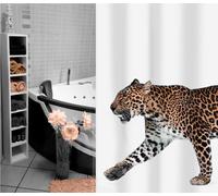Leopardato Beige Nero Tenda Doccia IN Tessuto 180 x 200 Cm. Motivo Animali