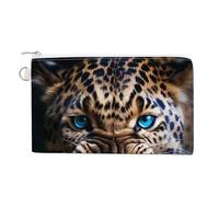 Leopardi con gli occhi azzurri borsa portamonete in tela personalizzata portamonete borsa portamonete piccola borsa per trucco per uomo donna 19,1 x 11,6 cm, Stile:, Taglia unica, MHXYZHW