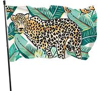 Leopardi resistenti alle intemperie nella bandiera da giardino dei boschi, bandiera della famiglia 3 x 5 piedi decorazioni per la casa all'aperto