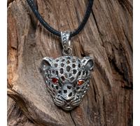 Leopardo 925 Pendente Argento Motociclista Gatto Animale Ghepardo Lab-Created