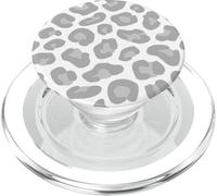 Leopardo Adunata Stampa Come Ghepardo Animale Bianco Grigio PopSockets PopGrip per MagSafe